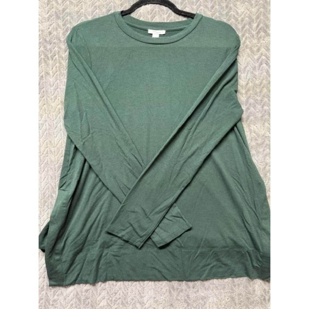 Daily Ritual Womens Forest Green Long Sleeve Side Slit Tunic Top Size L 0395